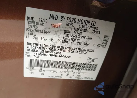 2011 Ford Explorer Xlt z USA, uszkodzony, nr VIN 1FMHK8D84BGA08328